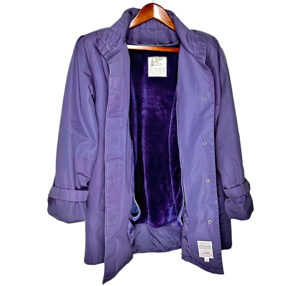 Vintage 80s London Fog Purple Coat Detachable Fleece Lining‎ Women's Size 14 Reg - Picture 1 of 16